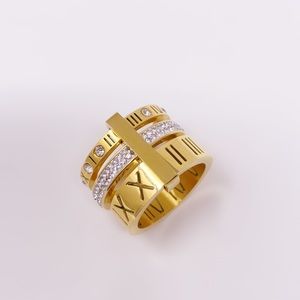 Roman Numerals Stainless Steel Gold Ring